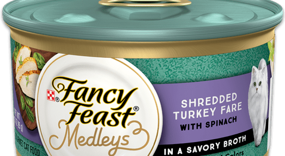 Fancy Feast Medleys Shredded Turkey Fare With Spinach In A Savory Broth